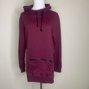 Burgundy Red Sweatshirt Hoodie Zipper Small